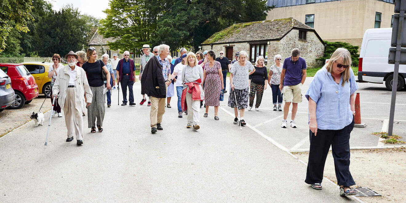 a group of people walking