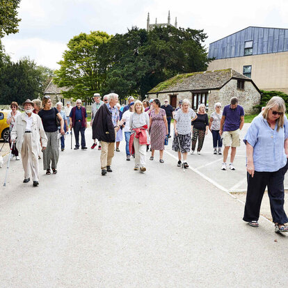 a group of people walking